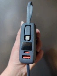 Повербанк 10000 mAh 22.5W Foneng PX115 с LED дисплеем и быстрой зарядкой PD/QC USB-C порт встроенный кабель Type-C lightning универсальный мощный портативный повер банк 10 000 power bank павербанк для телефона iPhone Samsung роутера планшета серый фото от покупателей 19