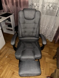 Офисное Кресло с Подставкой для Ног из Ткани Черное Компьютерное для Руководителя до 150 кг Поворотное DEXON AXIS с колесиками фото от покупателей 3