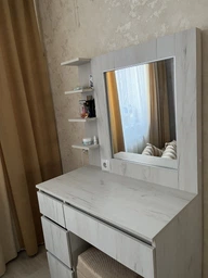 Туалетный столик с 4 ящиками, полкой и LED подсветкой, 160*90*50см, белый, MirrorRika фото от покупателей 1