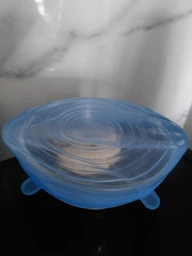 Набір 6 силіконових кришок для посуду Silicone Sealing Lids багаторазові герметичні Синя