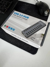 USB HUB 3.0 c дополнительным питанием, 10 USB портов - USB-хаб с блоком питания 24V3A (72W), алюминиевый корпус, usb концентратор (700037) фото от покупателей 5