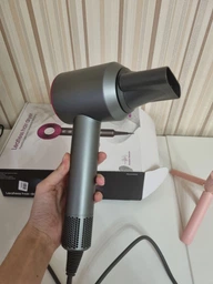 Професійний фен стайлер для волосся Super Hair Dryer 1600 Вт + 5в1 насадок, сірий / фуксія