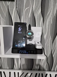 Беспроводная зарядка для Samsung S-series Galaxy Watch Buds 30w 5 в 1 S37 Будильник, часы, ночник, Док станция
