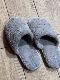 Женские домашние тапочки утепленные меховые с открытым носком Twins HS Шерстяные открытые 40 Серые (4820182022326)