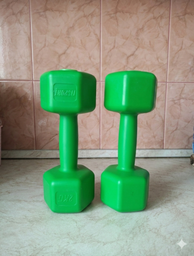 Гантели для фитнеса пластиковые цельные (неразборные) + коврик OSPORT Lite 2шт по 2 кг (OF-0215) Бирюзовый фото от покупателей 7