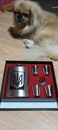 Фляга с рюмками, подарочный набор - Украина Герб 9oz, подарок мужчине, фляга и 4 рюмки 270 мл (61004)