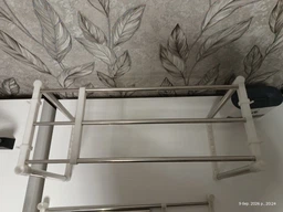 Двухярусная полка для микроволновки настольный органайзер на кухню ванную прихожую стеллаж стойка для кухни книг обуви с регулируемой длиной 47-85 см универсальная напольная телескопическая раздвижная двух ярусная этажерка на стол с крючками в офис шкаф фото от покупателей 3