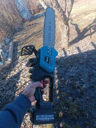 Аккумуляторная цепная пила ( пила ) садовая V-Tekk Electric Saw с шиной 12» для дерева и веток, электропила + 2 аккумулятора 21В, кейс фото от покупателей 17