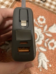 Повербанк 10000 mAh 22.5W Foneng PX115 с LED дисплеем и быстрой зарядкой PD/QC USB-C порт встроенный кабель Type-C lightning универсальный мощный портативный повер банк 10 000 power bank павербанк для телефона iPhone Samsung роутера планшета серый фото от покупателей 9