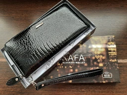 Женский кожаный кошелек лаковый на молнии Kafa BC74 с блокировкой RFID-сигналов черный фото от покупателей 9