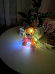Мягкий плюшевый мишка со светодиодной LED подсветкой Мягкая игрушка Magic Bear подарок светящийся медведь 23 см Розовый