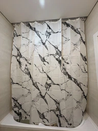 Штора для ванной комнаты шторка для душа белый мармор 180×200 см + кольца (12 шт) для шторки для ванной, белый