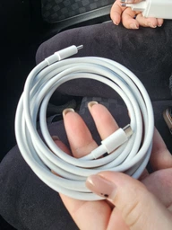 Кабель швидкої зарядки для Apple iPhone 15/15 Plus/15 Pro Max , iPhone 16/16 Plus/16 Pro Max, Samsung, Huawei, Xiaomi, Meizu, Vivo, Oppo Швидка зарядка Type-C для Type-C (USB-C - USB-C) 60W 1м Woven White фото від покупців 1