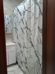 Штора для ванной комнаты шторка для душа белый мармор 180×200 см + кольца (12 шт) для шторки для ванной, белый