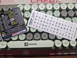 Наклейки на клавиатуру универсальные виниловые Best Key mini PRO матовая прозрачная ЧЕРНЫЕ, 70 кл. фото от покупателей 2