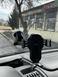Автомотримач Hoco HW3 Wireless з бездротовою зарядкою (швидка зарядка, 15 Вт, на дефлектор, для смартфона) - Чорний