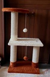 Когтеточка для кота дряпка Мур-Мяу Аккорд 44х30х87 см для кошек в сизалевой веревке Серо-синий фото от покупателей 2