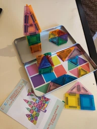 Різнокольорові Магнітні Міні-Блоки Magnetic Blocks Tiles 40 деталей 3D Магнітний Конструктор Дитячий для Хлопчиків та Дівчаток Розвиваючий Ігровий Набір для Подорожей у Металевому Боксі фото от покупателей 13