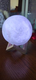 Ночник 3D аккумуляторная Луна Светильник 5 режимов 5 цветов 3D Moon Touch USB фото от покупателей 7