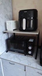 Підставка для мікрохвильовки Kitchen K301 Ferrum-decor 400x550x350 Чорний метал ДСП Сосна Кембра 16 мм (KITCH30108) фото від покупців 2