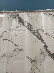 Штора для ванной комнаты шторка для душа белый мармор 180×200 см + кольца (12 шт) для шторки для ванной, белый фото от покупателей 17