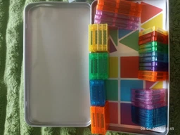 Різнокольорові Магнітні Міні-Блоки Magnetic Blocks Tiles 40 деталей 3D Магнітний Конструктор Дитячий для Хлопчиків та Дівчаток Розвиваючий Ігровий Набір для Подорожей у Металевому Боксі фото от покупателей 8