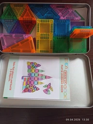 Різнокольорові Магнітні Міні-Блоки Magnetic Blocks Tiles 40 деталей 3D Магнітний Конструктор Дитячий для Хлопчиків та Дівчаток Розвиваючий Ігровий Набір для Подорожей у Металевому Боксі фото от покупателей 1