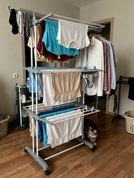 Сушарка для білизни для підлоги Garment Rack With Wheels TM-0035 на 20 кг 3 яруси на колесах фото від покупців 4