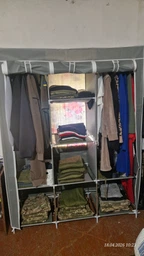 Складной каркасный тканевый текстильный шкаф на 3 секции Storage Wardrobe 88130 Синий (N-14)