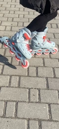 Детские раздвижные ролики Profi Sport A4153, светящиеся PU колеса, размер 33-37, Серо-красные