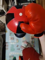 Боксерская груша для детей на стойке с перчатками Punching Ball Set, детский набор для бокса с пружиной, насосом и регулируемой высотой для тренировок и игры дома и на улице Красный/черный, PBS-115 фото от покупателей 3