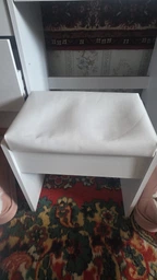 Туалетний столик з дзеркалом у вигляді серця і пуфиком, компактний косметичний стіл для макіяжу з LED-підсвіткою, висувними шухлядами та полицями, трюмо для кімнати і спальні Білий, STLMD-85-White фото від покупців 2