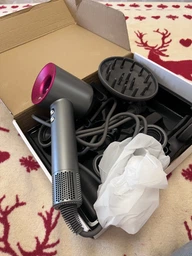 Профессиональный фен для волос Super Hair Dryer 1600 Вт черный + розовый + 5 насадок + держатель фена на стену