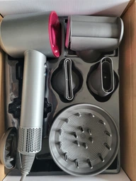 Профессиональный фен для волос Super Hair Dryer 1600 Вт черный + розовый + 5 насадок + держатель фена на стену