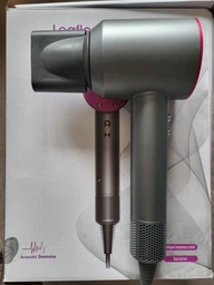 Профессиональный фен для волос Super Hair Dryer 1600 Вт черный + розовый + 5 насадок + держатель фена на стену фото от покупателей 2
