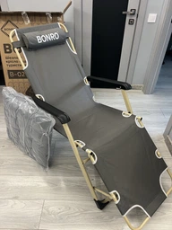 Шезлонг крісло садовий, туристичний Bonro B-02 сірий + подушка