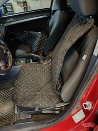 Накидки на передние сиденья Favot для TOYOTA Corolla E150. С алькантары. Черные с серой ниткой