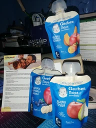Дитяче пюре Gerber Pouch Яблуко та груша, 90 г (7613036345507) фото від покупців 2