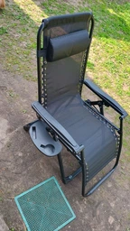 Крісло шезлонг 150 кг Homart ZGC-002 посилений + підстаканник чорний (9404)