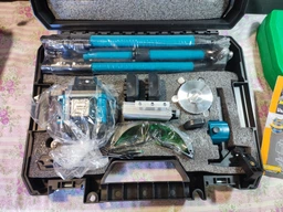 Лазерный уровень нивелир Laser Level 4D 2 аккумулятора 16 линий зеленый луч со штативом в кейсе синий