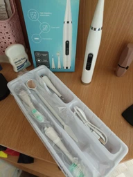 Электрическая ультразвуковая зубная щетка скалер Electric Teeth Cleaner для удаления камней отбеливание зубов белая фото от покупателей 8