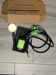 Портативный аккумуляторный душ 7800 mAh с дисплеем и насосом для кемпинга и дачи, туристический переносной душ, зелёный
