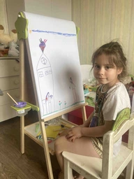 Мольберт дитячий 5в1 з полицею та папером для творчості та навчання Люмік фото от покупателей 1