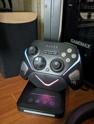 Бездротовий геймпад із зарядною станцією Ajazz GP100S 2.4G/BT/USB Switch/PC/iOS/Android RGB Black (GP100S-B)