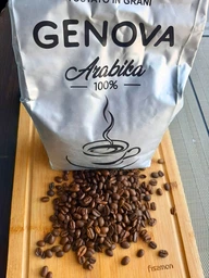 Набор Кофе в зернах GENOVA Arabika 100% 1 кг + Вафли Saleks 2 шт (2574820000048)