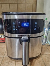 Аэрогриль Rainberg RB 2330 4200W аэрофритюрница безмасляная для приготовления без масла с 2 Тенами 8,5 л Серебряная с черным фото от покупателей 1
