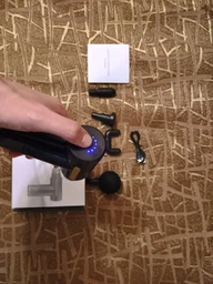 Перкуссионный массажный пистолет для тела Massage Gun вибромассажер для мышц красный фото от покупателей 6