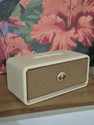 Портативная блютуз колонка в ретро стиле W-King H130 40W маленькая мощная bluetooth система с чипом WDSP 2 режима эквалайзера Защита IP67 бежевая