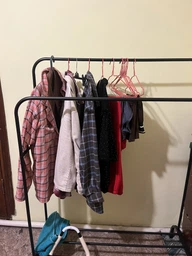 Двойная стойка вешалка для одежды и обуви Smart Loft Master Rack стальная с полкой Black