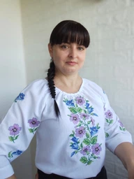 Вишиванка Vyshyvanka сорочка,маш.виш., Барвінок 48 Біла 4565р.3/4